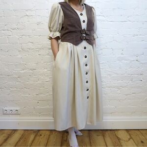 Elegant Cream Skirt with Brown Accents